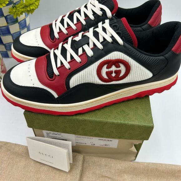 Men's Gucci Mac 80 low top leather sneakers size 11 fits 11.5 US made in Italy - Picture 1 of 15